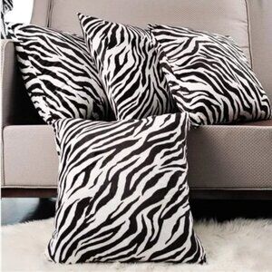 4-Pack 18x18 Inches Soft Cushion Pillow Cover Pillowcase Velvet Zebra Print